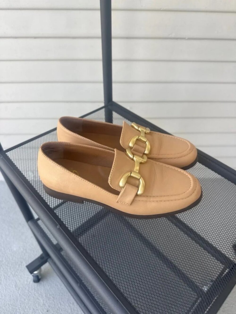 White Mountain Gold Accent Loafers Size 6.5 Neutral Slip On Flats